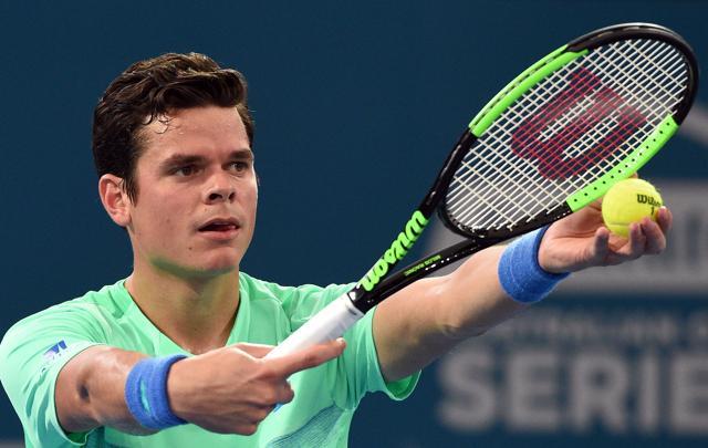 Milos Raonic of Canada serves against Diego Schwartzman of Argentina in their men's singles second round match at the Brisbane International. (AFP) Milos Raonic of Canada serves against Diego Schwartzman of Argentina in their men's singles second round match at the Brisbane International. (AFP)