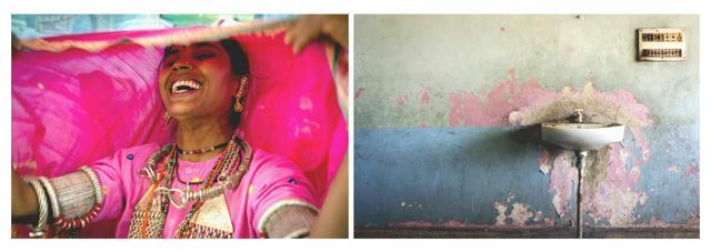 (L) Bhagoriya festival in Nivali, Madhya Pradesh; a sink at a dhaba in Jharkhand ( (L) Dinesh Khanna; Kathryn Myers)