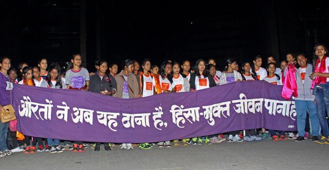 Members of Akshara spell out the message loud and clear. (Pratik Chorge/HT ) Members of Akshara spell out the message loud and clear. (Pratik Chorge/HT )