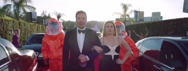 Amy Adams and Jimmy Fallon in the video.