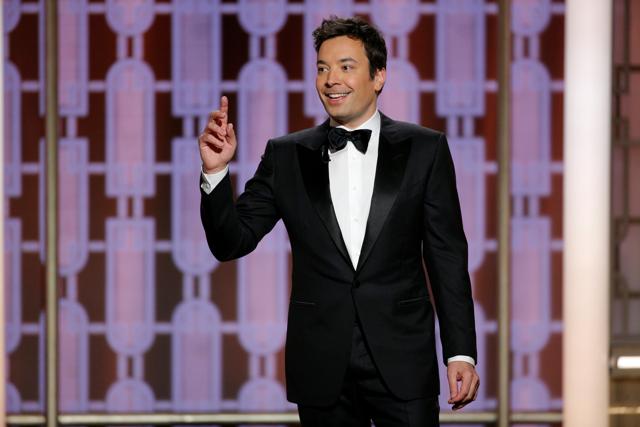 Host Jimmy Fallon presents during the 74th Annual Golden Globe Awards show in Beverly Hill. (REUTERS) Host Jimmy Fallon presents during the 74th Annual Golden Globe Awards show in Beverly Hill. (REUTERS)
