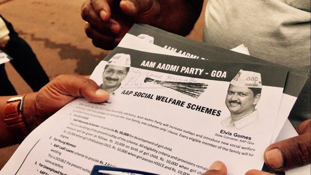 The Aam Aadmi Party hopes that it’s track record in Delhi, and disaffection with the BJP and Congress shall help it win Goa. (Aman Sethi / HT Photo)