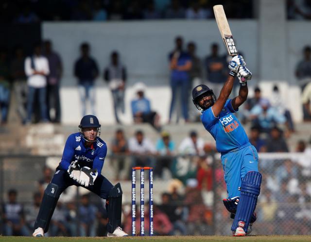 India A's Ambati Rayudu plays a shot as England XI's wicketkeeper Jos Buttler looks on. (REUTERS) India A's Ambati Rayudu plays a shot as England XI's wicketkeeper Jos Buttler looks on. (REUTERS)