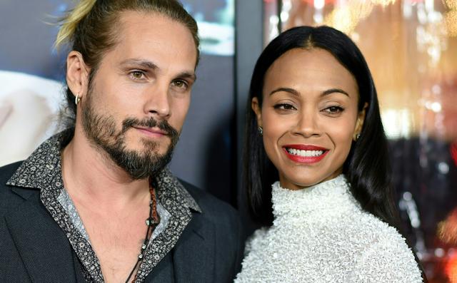 Artist Marco Perego and actor Zoe Saldana arrive for the for the world premiere of Warner Bros. Live By Night. (AFP) Artist Marco Perego and actor Zoe Saldana arrive for the for the world premiere of Warner Bros. Live By Night. (AFP)