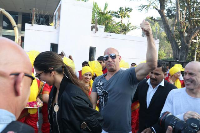 Diesel waved to crowd of fans gathered at the airport to greet the superstars. (Yogen Shan) Diesel waved to crowd of fans gathered at the airport to greet the superstars. (Yogen Shan)
