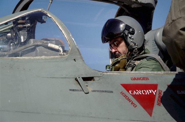 Chief of the Air Staff, Air Chief Marshal BS Dhanoa flew the MiG-21 Type 96 aircraft from the IAF base at Uttarlai, a forward base in Rajasthan. (PTI Photo)