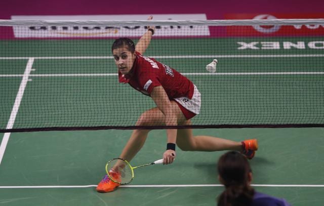 Spain's Carolina Marin of Hyderabad Hunters returns a shot to Korea's Sung Ji Hyun of Mumbai Rockets during women's singles second semi final at the Indian Premier Badminton League. Sung Ji Hyun won the match 6-11, 11-6, 11-5. (AP) Spain's Carolina Marin of Hyderabad Hunters returns a shot to Korea's Sung Ji Hyun of Mumbai Rockets during women's singles second semi final at the Indian Premier Badminton League. Sung Ji Hyun won the match 6-11, 11-6, 11-5. (AP)