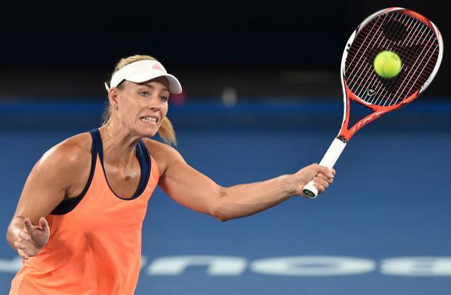 Angelique Kerber of Germany hits a return during a practice session ahead of the Australian Open tennis tournament in Melbourne. (AFP) Angelique Kerber of Germany hits a return during a practice session ahead of the Australian Open tennis tournament in Melbourne. (AFP)