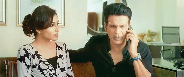 A still of Manoj Bajpayee and Pooja Chopra from their short film Kriti (HT Photo )