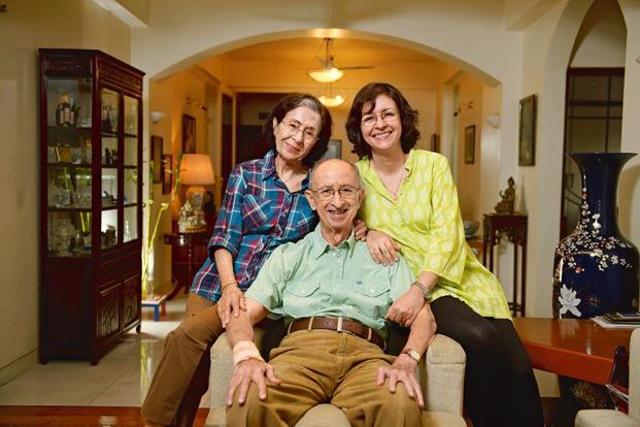 Burjor Patel with wife Rudy and daughter Shernaz