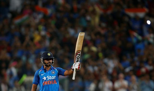 Kedar Jadhav notched up his second ODI century as he shared a 200-run stand with Virat Kohli in the Pune ODI against England. (REUTERS) Kedar Jadhav notched up his second ODI century as he shared a 200-run stand with Virat Kohli in the Pune ODI against England. (REUTERS)