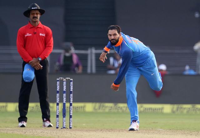 Yuvraj Singh bowled a couple of overs in his comeback ODI as India searched for quick wickets. (BCCI) Yuvraj Singh bowled a couple of overs in his comeback ODI as India searched for quick wickets. (BCCI)