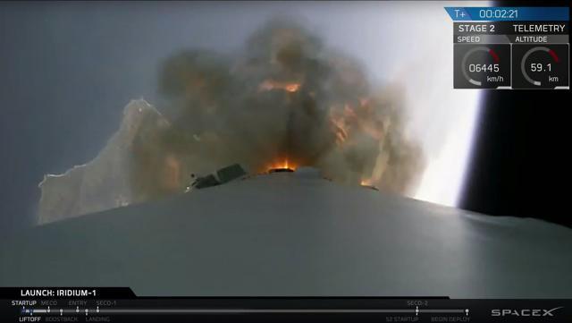 This still image from video obtained from SpaceX shows a Falcon 9 rocket lifting off from Vandenberg Air Force Base. (AFP) This still image from video obtained from SpaceX shows a Falcon 9 rocket lifting off from Vandenberg Air Force Base. (AFP)