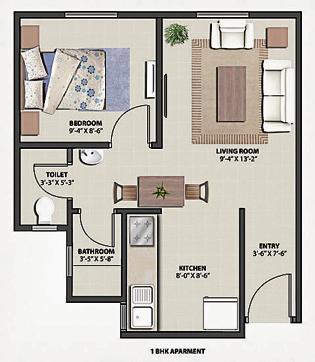 A floor plan for a Tata Nano home at Subh Griha in Vasind.