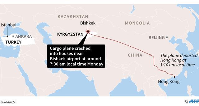Map locating Bishkek in Kyrgyzstan, where a Turkish cargo plane crashed on Monday. (AFP) Map locating Bishkek in Kyrgyzstan, where a Turkish cargo plane crashed on Monday. (AFP)