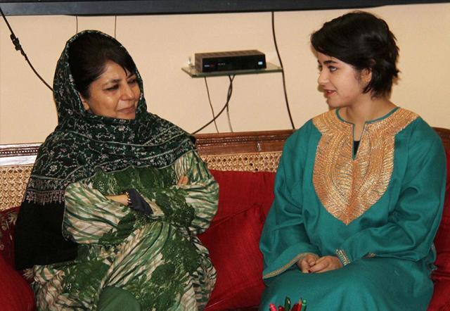 Jammu and Kashmir chief minister Mehbooba Mufti with Zaira Wasim, the girl from the state who played the role of wrestler Geeta Phogat in 'Dangal', at Raj Bhavan in Jammu on Saturday. (PTI) Jammu and Kashmir chief minister Mehbooba Mufti with Zaira Wasim, the girl from the state who played the role of wrestler Geeta Phogat in 'Dangal', at Raj Bhavan in Jammu on Saturday. (PTI)