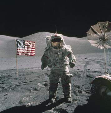 In this December 12, 1972, photo provided by Nasa, Apollo 17 commander Eugene Cernan stands on the moon. (AP File Photo) In this December 12, 1972, photo provided by Nasa, Apollo 17 commander Eugene Cernan stands on the moon. (AP File Photo)
