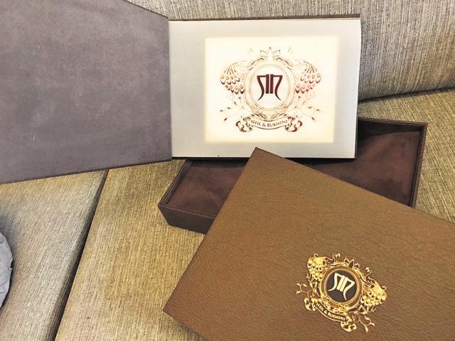 Neil’s wedding invite has butter paper leaves embossed with lyrics of Neil’s grandfather Mukesh’s evergreen songs.