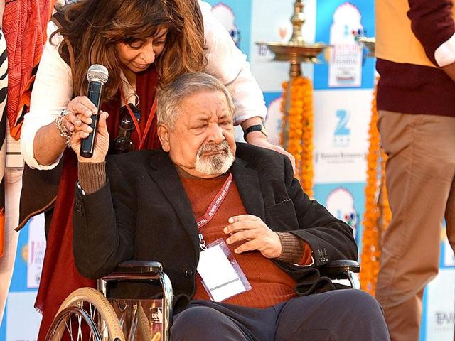 Noble laureate VS Naipaul at a session during JLF 2015. (HT archive) Noble laureate VS Naipaul at a session during JLF 2015. (HT archive)