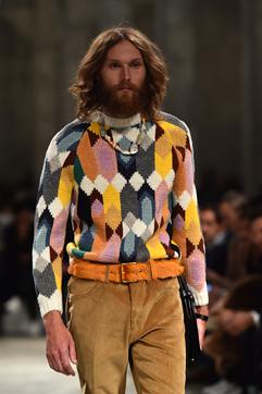 A model sporting beard on the Prada runway. (AFP) A model sporting beard on the Prada runway. (AFP)