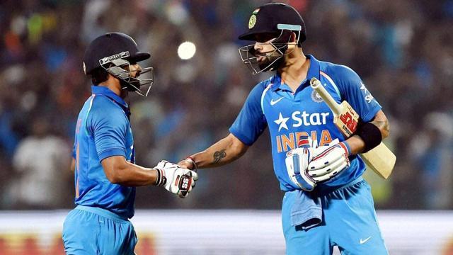 Virat Kohli and Kedar Jadhav shared a 200-run partnership that helped India chase down a total of 350 for the third time in ODIs. (PTI) Virat Kohli and Kedar Jadhav shared a 200-run partnership that helped India chase down a total of 350 for the third time in ODIs. (PTI)