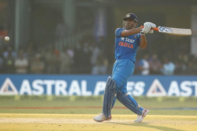 MS Dhoni of India plays a shot during the second One Day International match between India and England held at the Barabati Stadium in Cuttack on the 19th January 2017. Photo by: Deepak Malik/ BCCI/ SPORTZPICS