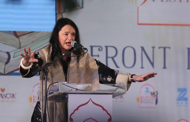 Poet Anne Waldman at the inaugural session of Jaipur Literature Festival 2017 on Thursday. (Himanshu Vyas/HT Photo) Poet Anne Waldman at the inaugural session of Jaipur Literature Festival 2017 on Thursday. (Himanshu Vyas/HT Photo)