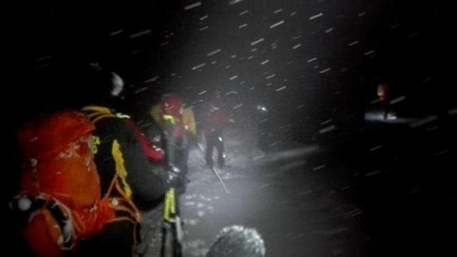 Rescuers make their way to the hotel hit by an avalanche in Farindola. (AP) Rescuers make their way to the hotel hit by an avalanche in Farindola. (AP)