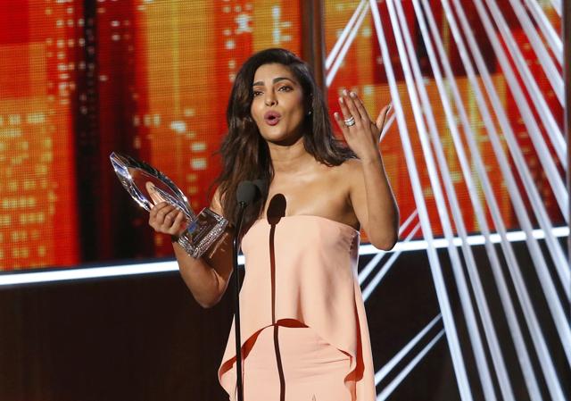 Priyanka Chopra accepts the award for Favorite TV Drama Actress during the People's Choice Awards 2017 in Los Angeles, California, U.S. (REUTERS) Priyanka Chopra accepts the award for Favorite TV Drama Actress during the People's Choice Awards 2017 in Los Angeles, California, U.S. (REUTERS)