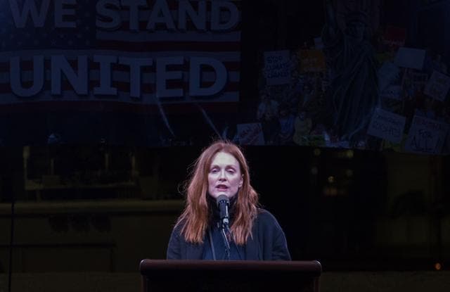 Academy Award-winning actor Julianne Moore speaks at the rally. (AFP)