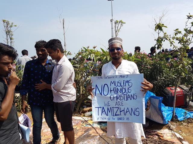 Hanif Mohammed, a 23-year-old student, at a protest in Chennai. (Aditya Iyer/Hindustan Times) Hanif Mohammed, a 23-year-old student, at a protest in Chennai. (Aditya Iyer/Hindustan Times)