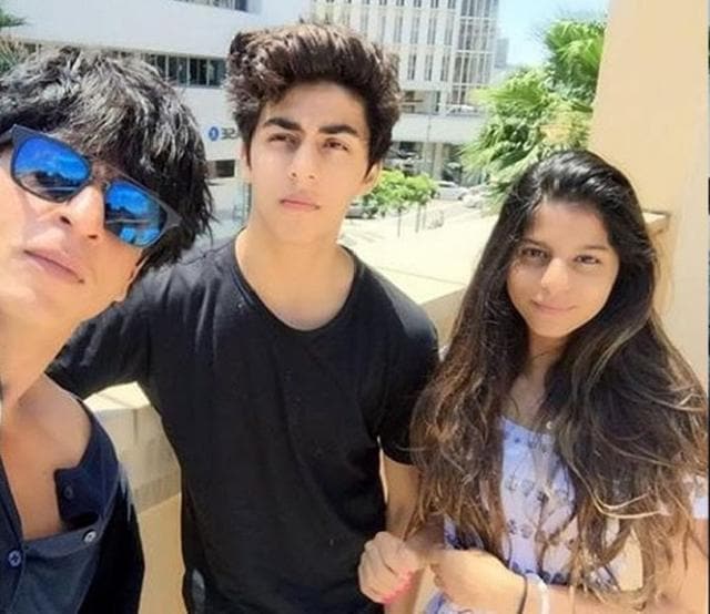 With his older kids, Aryan and Suhana