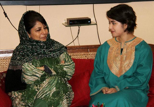 Jammu and Kashmir chief minister Mehbooba Mufti with Zaira Wasim Khan. (PTI Photo) Jammu and Kashmir chief minister Mehbooba Mufti with Zaira Wasim Khan. (PTI Photo)