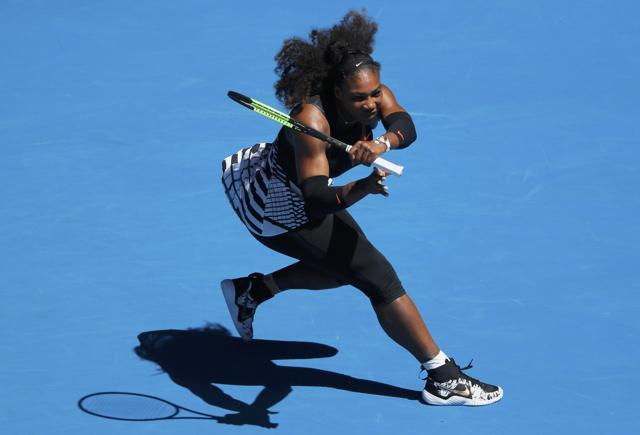 Serena Williams won the first set against Nicole Gibbs in her third round match at the Australian Open. (REUTERS) Serena Williams won the first set against Nicole Gibbs in her third round match at the Australian Open. (REUTERS)