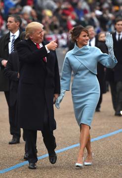 First Lady Melania Trump donned a custom-made power blue suit from US fashion royalty Ralph Lauren for her husband’s swearing-in ceremony. (AFP) First Lady Melania Trump donned a custom-made power blue suit from US fashion royalty Ralph Lauren for her husband’s swearing-in ceremony. (AFP)