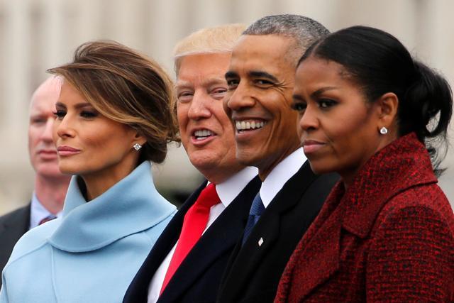 US President Donald Trump and first lady Melania Trump see off former US President Barack Obama and his wife Michelle Obama as they depart following Trump's inauguration at the Capitol in Washington, US. (Reuters Photo) US President Donald Trump and first lady Melania Trump see off former US President Barack Obama and his wife Michelle Obama as they depart following Trump's inauguration at the Capitol in Washington, US. (Reuters Photo)