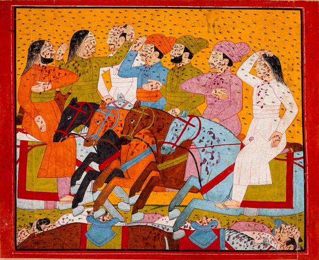 CAPTION: ‘The Attack of Bees’, a painting by the artist, Bhagwan Das (circa 1799, Kullu). (PHOTO: LOS ANGELES COUNTY MUSEUM OF ART) CAPTION: ‘The Attack of Bees’, a painting by the artist, Bhagwan Das (circa 1799, Kullu). (PHOTO: LOS ANGELES COUNTY MUSEUM OF ART)