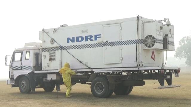 An NDRF Hazmat vehicle near Rajpath on Sunday. (Handout) An NDRF Hazmat vehicle near Rajpath on Sunday. (Handout)