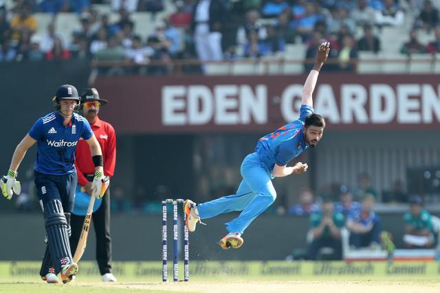 Hardik Pandya started off well but conceded a couple of boundaries in his fourth over. (BCCI)
