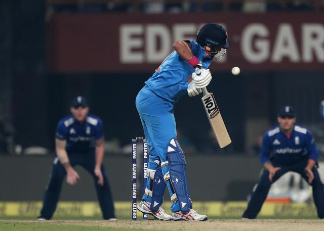 Yuvraj Singh got hit on the chest by a rising delivery from Jake Ball but he hung in there. (BCCI)