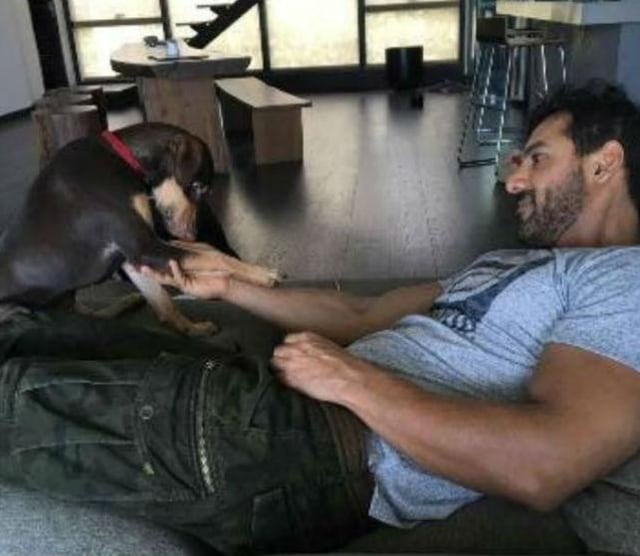 John Abraham and his pet, Bailey. (HT Photo)