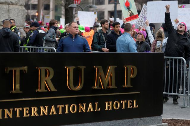 Participants demonstrate in front of Trump International Hotel during the Women's March in Washington. (Reuters file photo) Participants demonstrate in front of Trump International Hotel during the Women's March in Washington. (Reuters file photo)