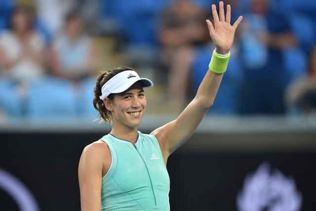 Spain's Garbine Muguruza celebrates her victory against Romania's Sorana Cirstea during their women's singles fourth round match on day seven of the Australian Open. (AFP) Spain's Garbine Muguruza celebrates her victory against Romania's Sorana Cirstea during their women's singles fourth round match on day seven of the Australian Open. (AFP)
