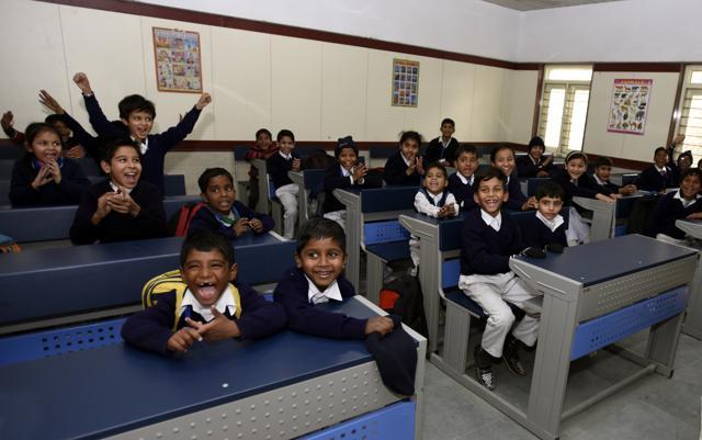 The first upgraded model Sarvodaya Bal Vidyalaya inaugurated by Delhi Deputy Chief Minister and Education Manish Sidodia at Rouse Avenue in New Delhi on Wednesday. (Sonu Mehta/Hindustan Times) The first upgraded model Sarvodaya Bal Vidyalaya inaugurated by Delhi Deputy Chief Minister and Education Manish Sidodia at Rouse Avenue in New Delhi on Wednesday. (Sonu Mehta/Hindustan Times)