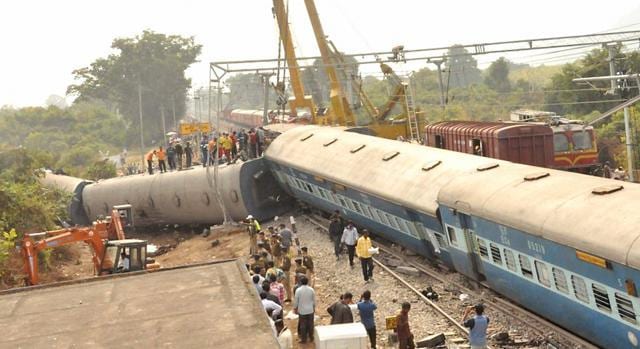 The mangled remains of Hirakhand Express which met with an accident near Kuneru station in Vizianagaram, Andra Pradesh on January 22. (PTI photo) The mangled remains of Hirakhand Express which met with an accident near Kuneru station in Vizianagaram, Andra Pradesh on January 22. (PTI photo)