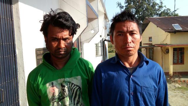 Ruful Ali and Lhoisha Sema (right) after their arrest. (HT Photo) Ruful Ali and Lhoisha Sema (right) after their arrest. (HT Photo)
