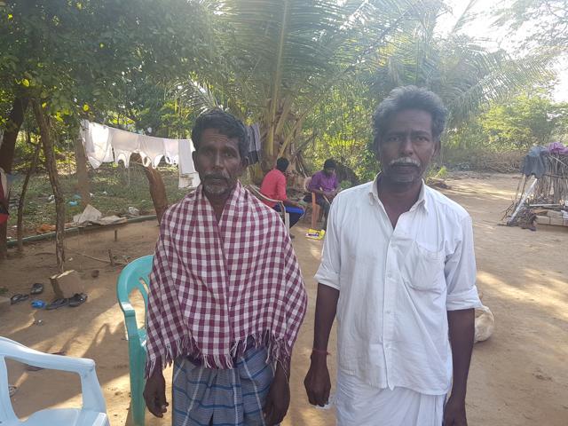 Karupaiyya’s father, Panneerselvam (L), and uncle, Ramaiyya. (Aditya Iyer/HT Photo) Karupaiyya’s father, Panneerselvam (L), and uncle, Ramaiyya. (Aditya Iyer/HT Photo)