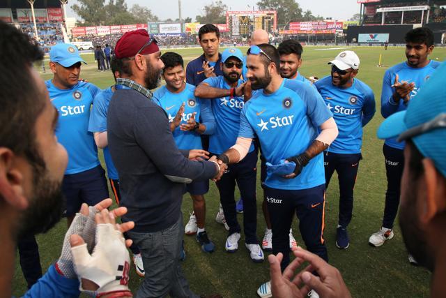 Parvez Rasool was handed his debut in the Kanpur T20I against England. (BCCI)