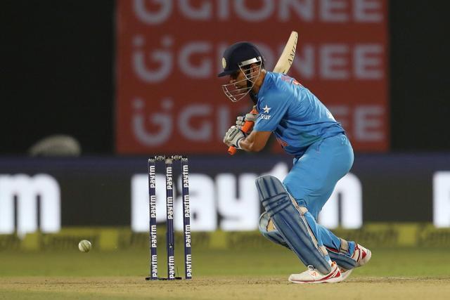 MS Dhoni held firm as India lost wickets at regular intervals. (BCCI)