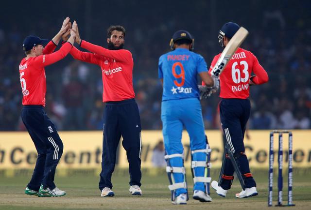 England's Moeen Ali took 2/21 in the first T20I in Kanpur. (REUTERS) England's Moeen Ali took 2/21 in the first T20I in Kanpur. (REUTERS)
